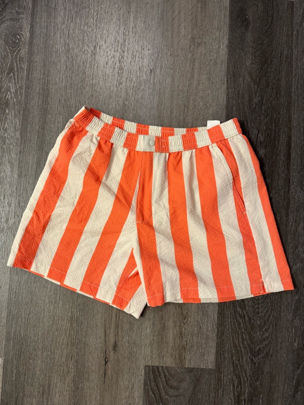 Zara Textured Orange and Cream Striped Men's Swimwear Shorts Medium Never Worn